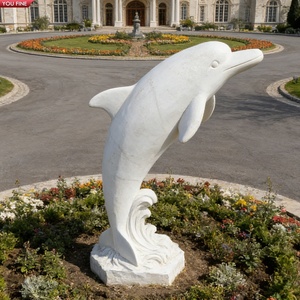 Scultura di Delfino in Granito Naturale Intagliata a Mano YOUFINE, Saltando su Onda, Statua Marina per Promenade Costiera - Product Image 5