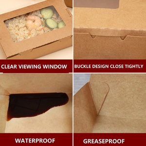Caja de Papel Kraft Desechable <span class=keywords><strong>para</strong></span> Alimentos con Ventana Transparente y Laminado Mate Resistente <span class=keywords><strong>al</strong></span> Aceite, Logotipo Personalizado <span class=keywords><strong>para</strong></span> Ensaladas/Sushi/Pollo Frito - Product Image 4