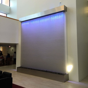 น้ำพุทรงสี่เหลี่ยมผืนผ้าสไตล์ร่วมสมัย ทำจากสแตนเลสสตีล พร้อมไฟ LED เปลี่ยนสีได้ แบบตั้งพื้น เคลือบผง สำหรับทุกฤดูกาล - Product Image 1