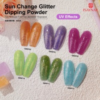 Poudre à ongles colorée à séchage rapide poudre à tremper pailletée à changement de soleil personnalisée vente en gros