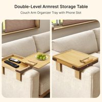 JQ Top Mehrzweck-Couch-Arm-Organizer Klappbarer Massivholz-Sofa-Armlehnentisch mit 360° Drehbarer Telefon- und Tablet-Halterung