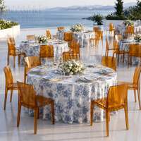 Chaise de salle à manger haut de gamme en PC transparent ambre pour événements de mariage, banquets, locations, mobilier d'hôtel, fournisseur en gros, OEM, ODM