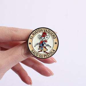 カウボーイマウスと銃のエナメルピン、メキシコの子供たちの歌を歌うカウボーイマウス、銃を持ったカウボーイマウス、ブローチ、バッグ、ラペルバッジ、ジュエリーギフト - Product Image 4