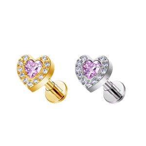 <b>Titanium</b> Alloy Cross Earrings Heart Shaped Zirconia Studs Ear Cartilage Jewelry Unisex Gift Fashion Piercing Jewelry - Product Image 4