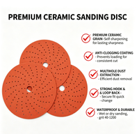 Disque abrasif en céramique d'alumine orange multi-trous de 5 pouces (125 mm) avec fixation auto-agrippante, disque de ponçage rond pour le bois, disque de ponçage orange