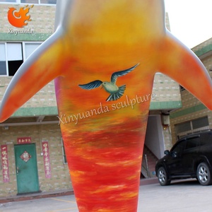 Kleurrijk beschilderd dolfijnensculptuur van glasvezel, <span class=keywords><strong>aquarium</strong></span> themapark decoratie, decoratie voor maritieme attractieparken - Product Image 6