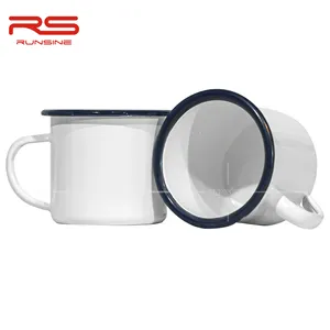 Hochwertige Emaille Tasse 8x8cm Outdoor-Werkzeug Wasser becher maßge schneiderte Tasse