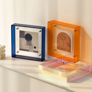 Wholesale Wholesale Plastic Block <b>Photo</b> <b>Frame</b> 2x3 4x5 5x7 6x8 Custom Acrylic Embossed <b>Large</b> Stackable Magnet Shelf Divider - Product Image 1