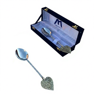 ช้อนชาโลหะด้ามใบไม้ขัดเงา ด้ามยาว ดีไซน์ทันสมัย เหมาะสำหรับเป็นของขวัญ - Product Image 1