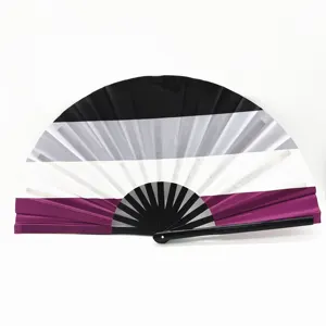 33cm Long Bamboo Durable Fabric Loud Large LGBTQA Asexual Clack Rave Fan Festival Fan