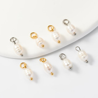 Charmes de perles d'eau douce pour bricolage pendentif en acier inoxydable argent or pendentifs à breloques en perles naturelles pour la fabrication de bijoux