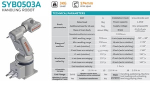 Robot industriel 6 axes Sooyee SYB0503A avec moteur servo-électrique, charge utile de 3 kg, portée de 574 mm, pour manutention de bureau et enseignement - Product Image 5