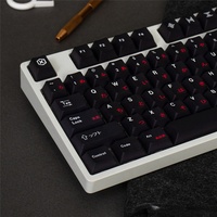 GMK White on Black Red Cyrillic PBT Keycaps Sublimation 129 Keys Cherry Profile for 64/84/960 Mechanical Keyboard