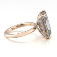 Bague en or 14 carats avec moissanite de forme émeraude de 15x9 mm, gris foncé, bague de fiançailles, bague de mariage, cadeau d'anniversaire personnalisé