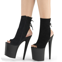 Bottes à talons hauts à plateforme noire à lacets de grande taille pour femmes, de haute qualité, 20 cm, style pole dance, talons hauts sexy à la mode