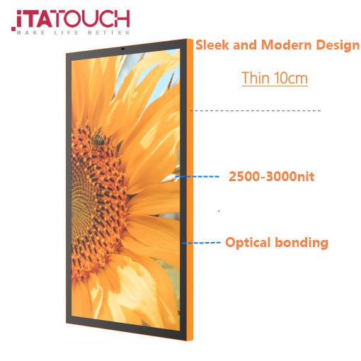 Factory Outdoor High Brightness 4K Display IP66 Full Lamination Waterproof Wall-mounted Digital Signage Advertising Display