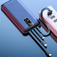 Power Bank Portabel Berkualitas Tinggi 10000mah dengan Kabel Terintegrasi, Terlaris untuk Ponsel