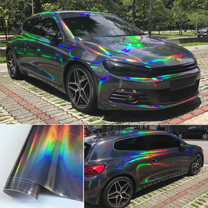 Stiker Mobil Hitam Krom Holografik Vinyl Wrap Pelapis Pelangi Laser Vinyl Film Bebas Gelembung Garansi 3 Tahun - Product Image 1