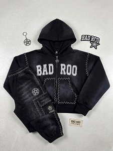 Wholesale sunfade hoodies Heavyweight Fleece 100% Cotton Distressed Acid Wash Sunfad Winter <b>Pullover</b> hoodie 450 gsm sun fade set - Product Image 2
