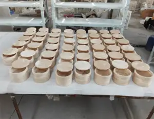 Shihui recipiente de armazenamento de pedra para acessórios de cozinha, pote de travertino com tampa, pote de sal e açúcar em mármore para armazenamento de especiarias