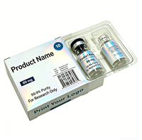 Emballage de médicaments personnalisé, design gratuit, étanche, 2 ml/3 ml/10 ml, étiquette et boîte de peptides, 1 paquet, 2 flacons, plateau en plastique, boîte holographique