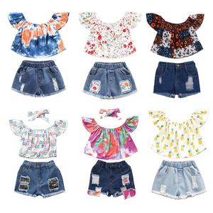 Conjunto de 2 piezas para niños pequeños, ropa para niñas, camiseta, chaleco, tops y pantalones cortos - Product Image 1