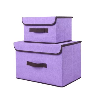Fabric Folding Storage Box Rectangle Lidded Foldable Portable Clothing Organizer Solid Color DZ 3 - Product Image 4