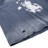 T-shirt surdimensionné TOPSHOW en coton délavé à l'acide, effet vieilli, avec graphisme personnalisé, épaules tombantes, style streetwear, effet soleil éclairé
