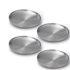 Vassoio di Servizio Premium in Acciaio Inox a Doppia Parete, Piatto Rotondo Lucidato per Alimenti, Piatti Coreani Oro e Argento per Matrimoni, Hotel e Ristoranti - Product Image 1