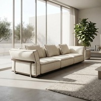 Ensemble de canapés de bureau en tissu de style minimaliste italien luxueux, avec coussinets en éponge et housse amovible lavable, en forme de L, pour un confort optimal dans le salon