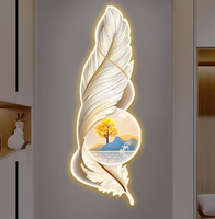 Art mural moderne de luxe en acrylique avec éclairage LED et base en papier