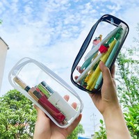 Simple PVC clair stylo sac porte-crayon en plastique Transparent bureau papeterie grande capacité crayon sac de rangement pour crayon