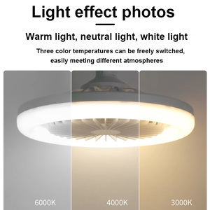Dormitorio interior moderno E27 Control remoto inteligente Temperatura <span class=keywords><strong>de</strong></span> color ajustable Led <span class=keywords><strong>Techo</strong></span> 5 aspas bombilla Ventilador Luz - Product Image 4