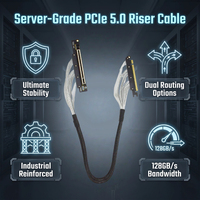 Câble Riser PCIe 5.0 X16 pour GPU, Gen5 128 Go/s, blindé et plaqué argent, cordon d'extension de carte graphique à angle gauche/droite pour serveur PC