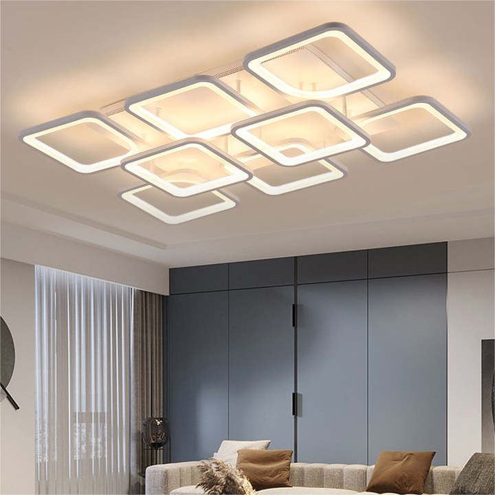 Fashion Classic White Multi Head square Bedroom LED Ceiling Light Smart square Simple Living Room Led Ceiling Lamp