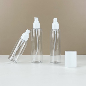 Botella Redonda de Plástico Transparente para Crema o Loción con Bomba Dosificadora y Tapa Blanca de 100ml, 120ml, 150ml, 200ml para Cosméticos - Product Image 4