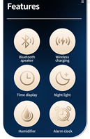 Humidificateur de moule anti-gravité multifonction Smart Home Wellness Haut-parleur Bluetooth Chargeur sans fil Réveil Veilleuse