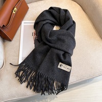 Nouvelle écharpe longue épaisse et chaude pour femme adulte, couleur unie, toutes saisons, avec longues franges