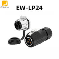 Connecteur circulaire industriel étanche IP67 E-Weichat LP24 à courant élevé 10A/25A/35A, montage sur panneau, coque métallique push-pull