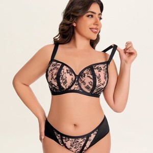 Reggiseno Plus Size da <span class=keywords><strong>Donna</strong></span> <span class=keywords><strong>con</strong></span> <span class=keywords><strong>Ferretto</strong></span>, Rete Traspirante e Ricami, Push-up per Seno Grande, Supporto Sollevante D-K - Product Image 4