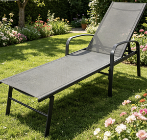Chaise longue portable en acier gris avec accoudoirs et siège en maille respirante pour la plage, le spa, la piscine et le <span class=keywords><strong>bain</strong></span> <span class=keywords><strong>de</strong></span> <span class=keywords><strong>soleil</strong></span> – Vente chaude directe usine - Product Image 3