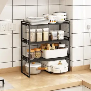 Hot selling Detachable Multipurpose Effective space saving 4-tier kitchen storage rack