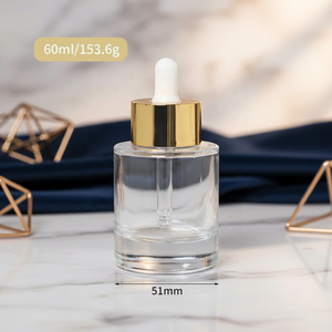 Botellas de Vidrio Transparente con Gotero, Tapas Blancas/Doradas, 45ml 60ml, para <span class=keywords><strong>Suero</strong></span> Cosmético y Aceites Esenciales, con Logotipo Personalizado - Product Image 4