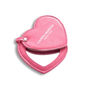 Pink PU Leather Heart Shape Rolling Double Side <b>Compact</b> Makeup Pocket <b>Mirror</b> - Product Image 5