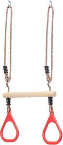 Jeu de cordes réglables pour enfants, nouveau trapèze balançoire avec anneaux, Bar en <span class=keywords><strong>bois</strong></span>, anneaux de gymnastique en plastique, vente en gros, - Product Image 2