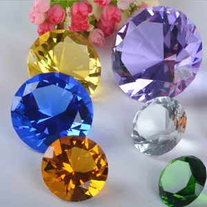 MH-ZS114 colored shining crystal diamond wedding return gift crystal paperweight glass diamond for wedding decoration