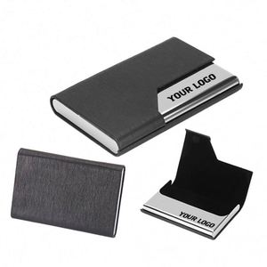 Porte-cartes personnalisé en cuir et aluminium avec clip de fermeture pour hommes et femmes, pour le rangement des cartes de crédit - Product Image 1