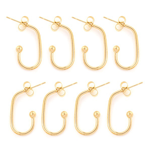 Pendientes de aro en forma de U de acero inoxidable, Color dorado, diseño geométrico, joyería de moda para mujer, accesorios H1363 - Product Image 1