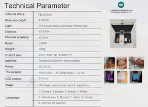 Vf15 thủng chức năng xách tay tĩnh mạch đọc mạch máu người xem venography DOPPLER hồng ngoại Máy quét Detector tĩnh mạch trực quan - Product Image 2