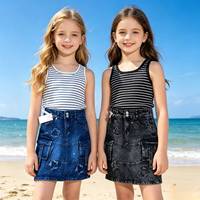 Jupe en jean taille haute pour petites filles, style coréen, avec strass et poches cargo, 5,45 $ ZT003, pour les 2-5 ans
